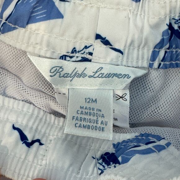 NWT* Polo Ralph Lauren Swim Trunks in White & Blue - Toddler 12 Months - Picture 7 of 7